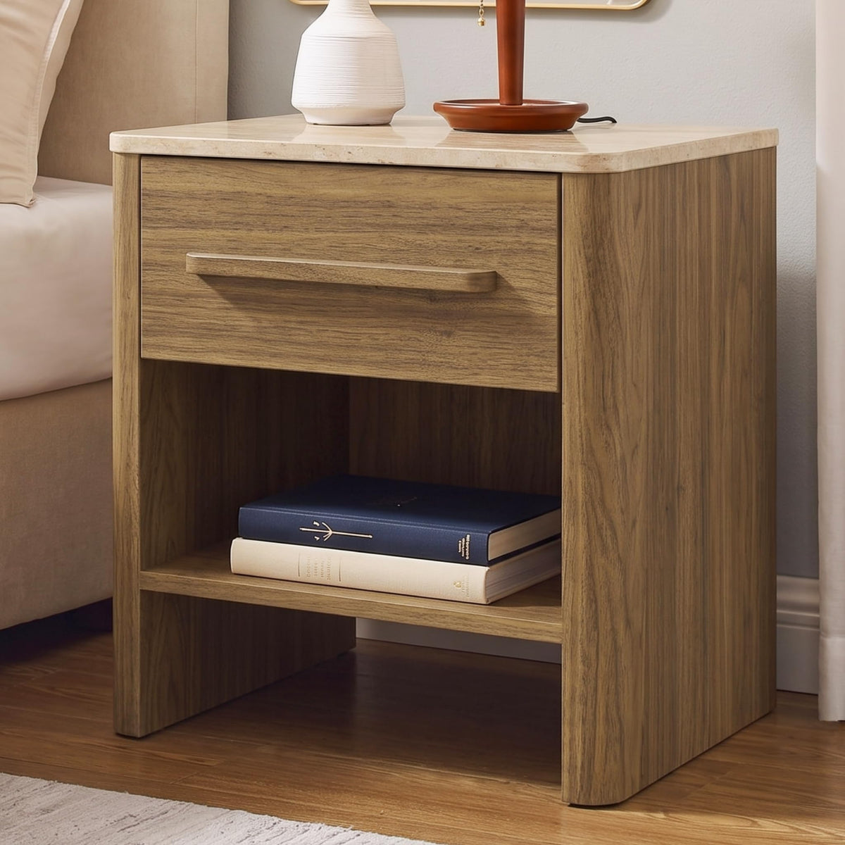 Walnut Nightstand with Drawer