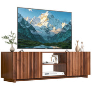 Bifins 61 inch TV Stand for Televisions up to 65 Inches, Mid Century Modern Fluted Entertainment Center TV Console Table with Storage and Adjustable Shelve for Living Room Bedroom (Walnut)