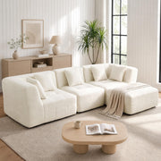 XVD 110" Boneless Couch, Modular Sectional Sofa with Deep Seat, Off White