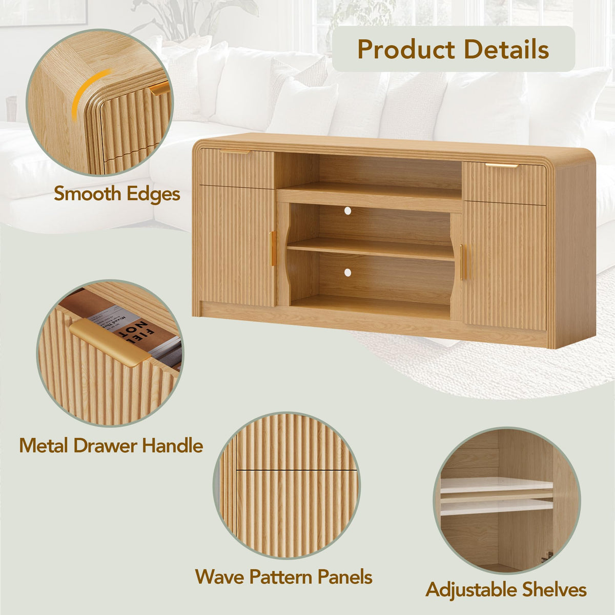 Fluted LED TV Stand