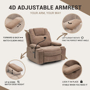 ZORRTIK Oversized Dual Motors Recliner Power Lift Chair for Elderly Big Tall, Zero-Gravity Power Recliner Sofa, 350lbs Heavy Duty Seat with 4D Armrests, Full Lay-Flat Positioning, Phone Slot, Brown
