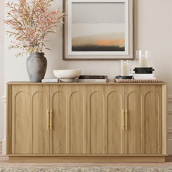 67" Mid-Century Modern Sideboard Cabinet with Arched Doors