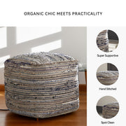 Signature Design by Ashley Absalom Hemp Pouf, 16 x 16 Inches, Multicolored