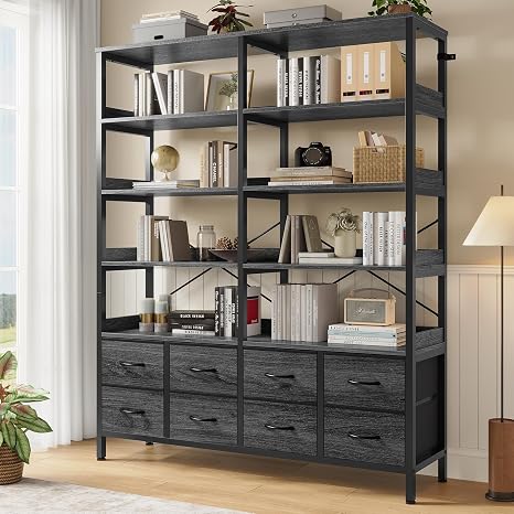 Bookshelf with 8 Fabric Drawers, 7-Tier