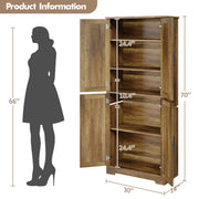 Garvee Modern Tall Pantry Cabinet – Freestanding Kitchen Storage Cupboard with 4 Doors & 3 Adjustable Shelves – Versatile for Living Room, Dining Room, Bathroom, Laundry, Utility – Barnwood Finish