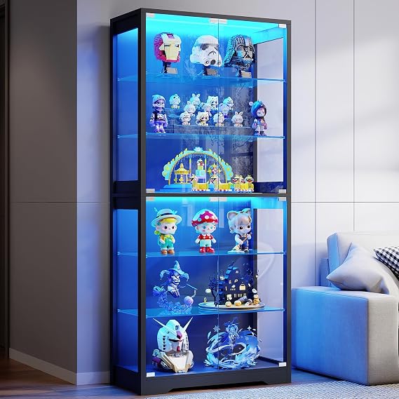 6-Tier LED Glass Display Cabinet