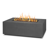Real Flame Aegean 42in Rectangle Propane or Natural Gas Fire Pit Table, 50,000 BTU, Powder-Coated Steel, Push-Button Ignition, Lava Rock, Storage Cover, Stainless Steel Burner - Weathered Slate