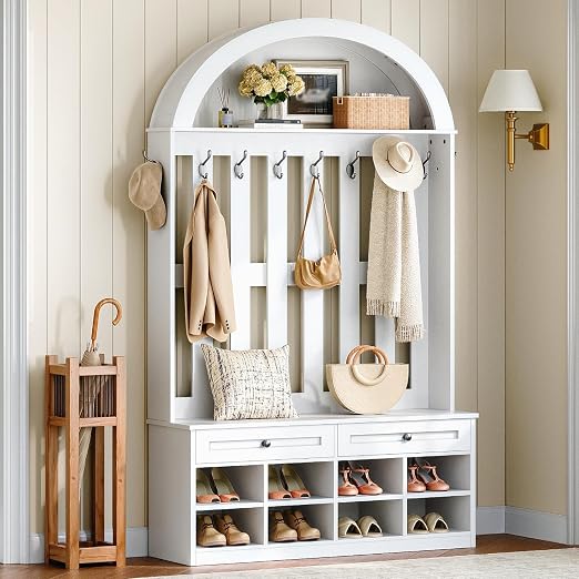 Arched Hall Tree with Storage Bench
