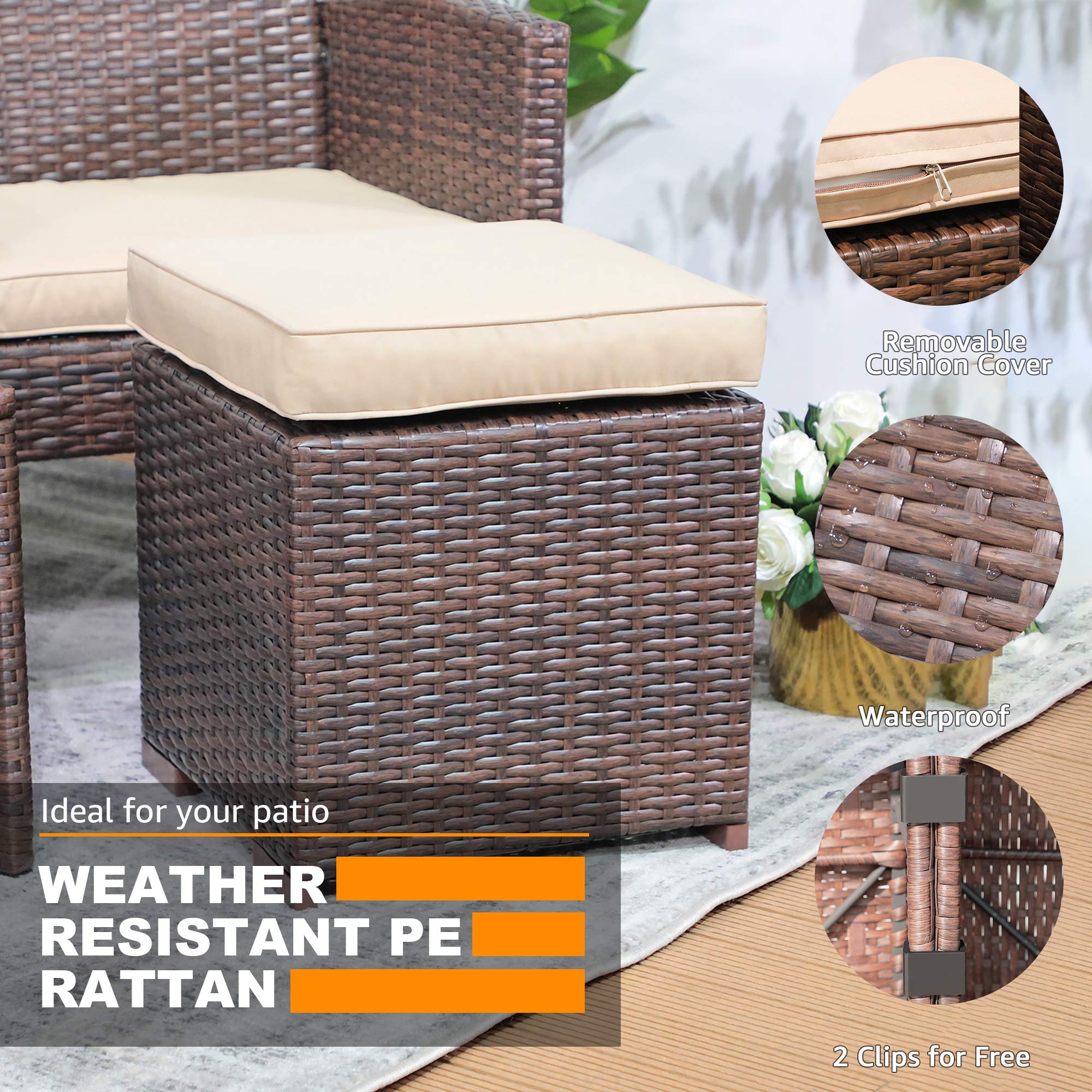 Outdoor Patio Ottoman Set (Set of 2)