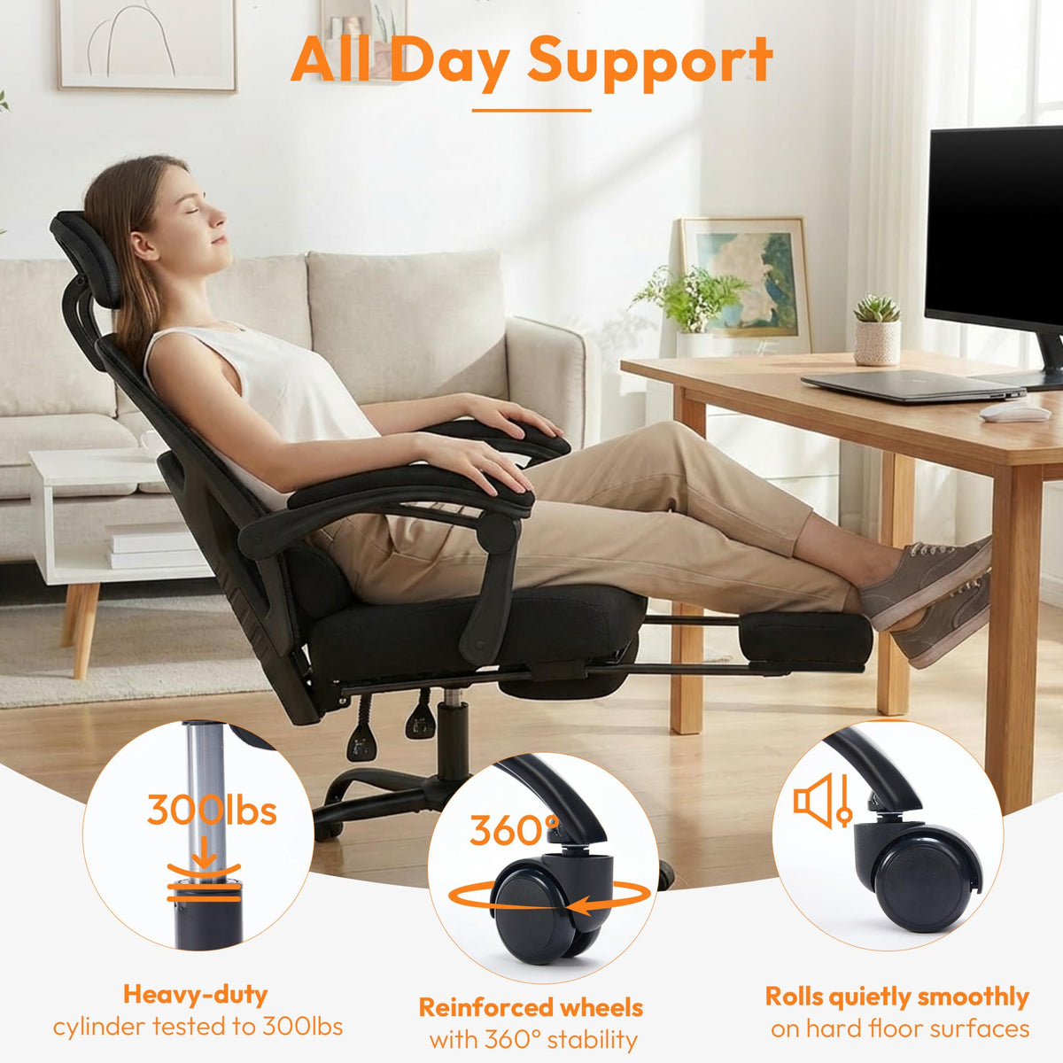 Mesh Office Chair with Footrest