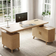 L-Shaped Desk with Sliding Doors