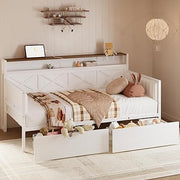 Farmhouse Twin Daybed with Storage Drawers & Charging Station