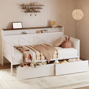 IRONCK Twin Daybed with Storage Drawers, Charging Station, White