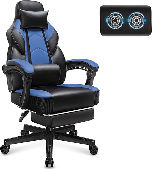 Big & Tall Gaming Chair with Footrest & Massage Lumbar