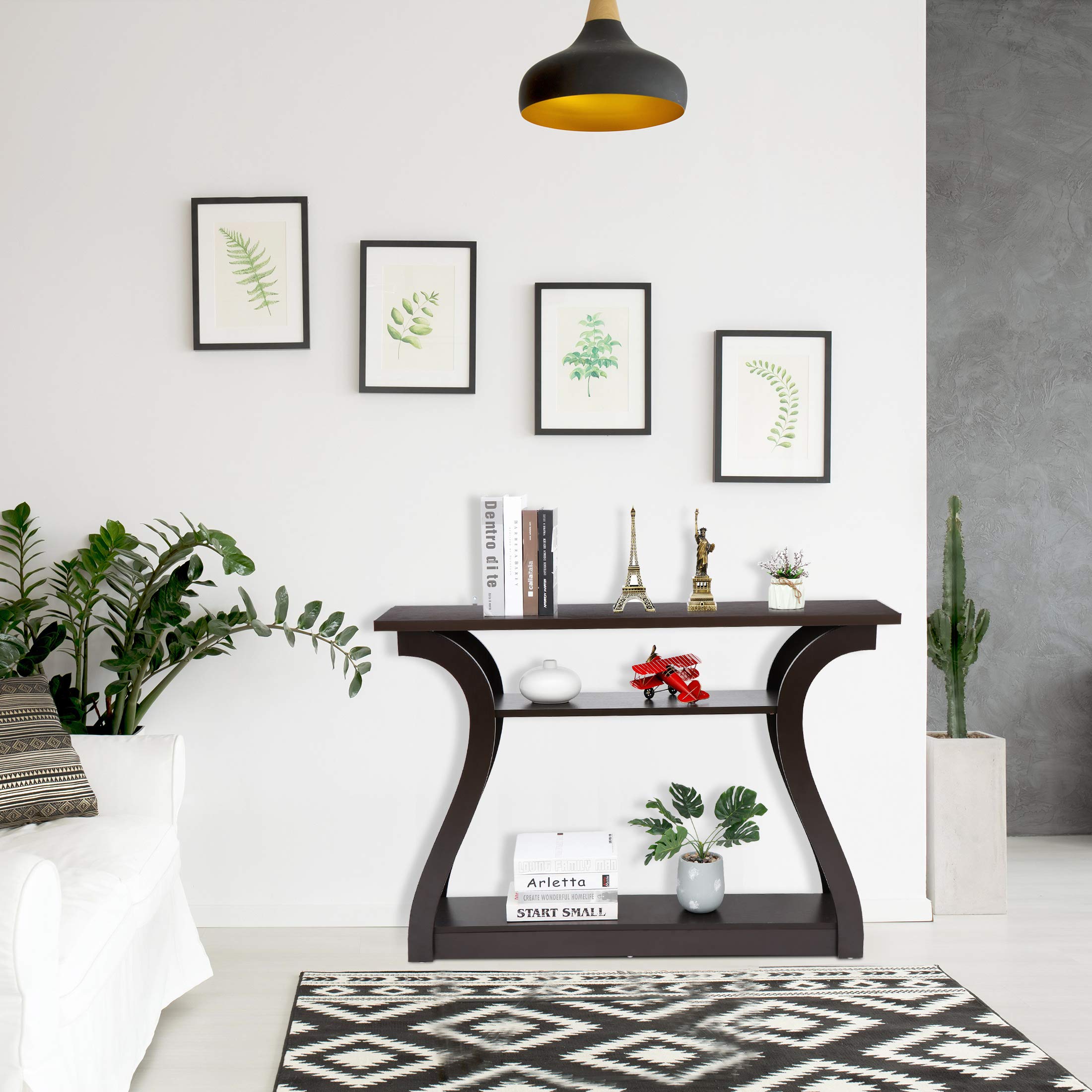 3-Tier Console Table with Curved Legs