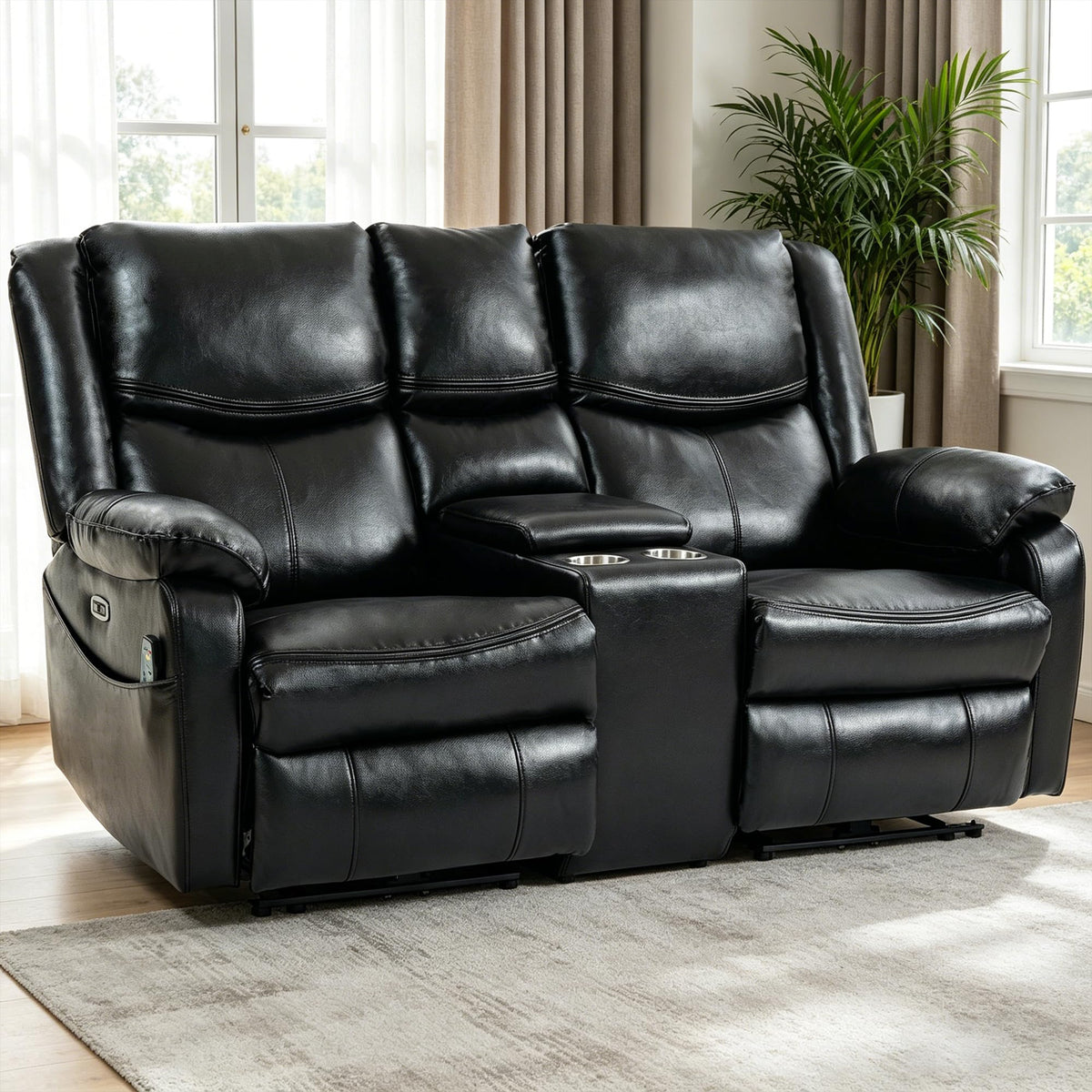JIKFRIMA Zero Gravity Power Loveseat Recliner Sofa with Massage and Heat