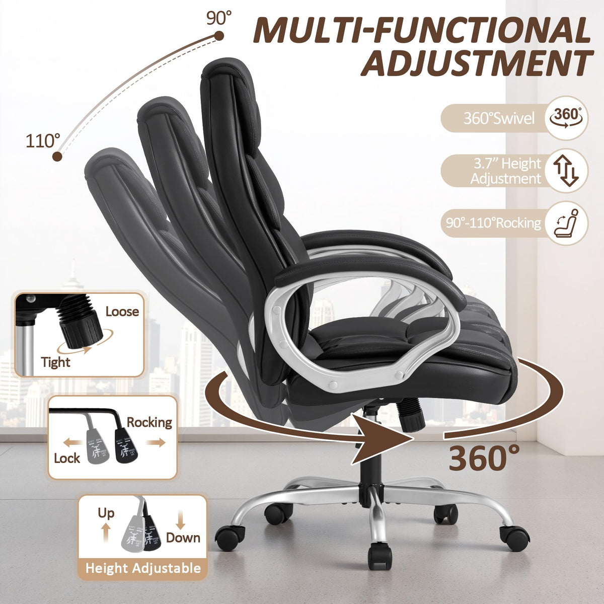 High-Back PU Leather Office Chair