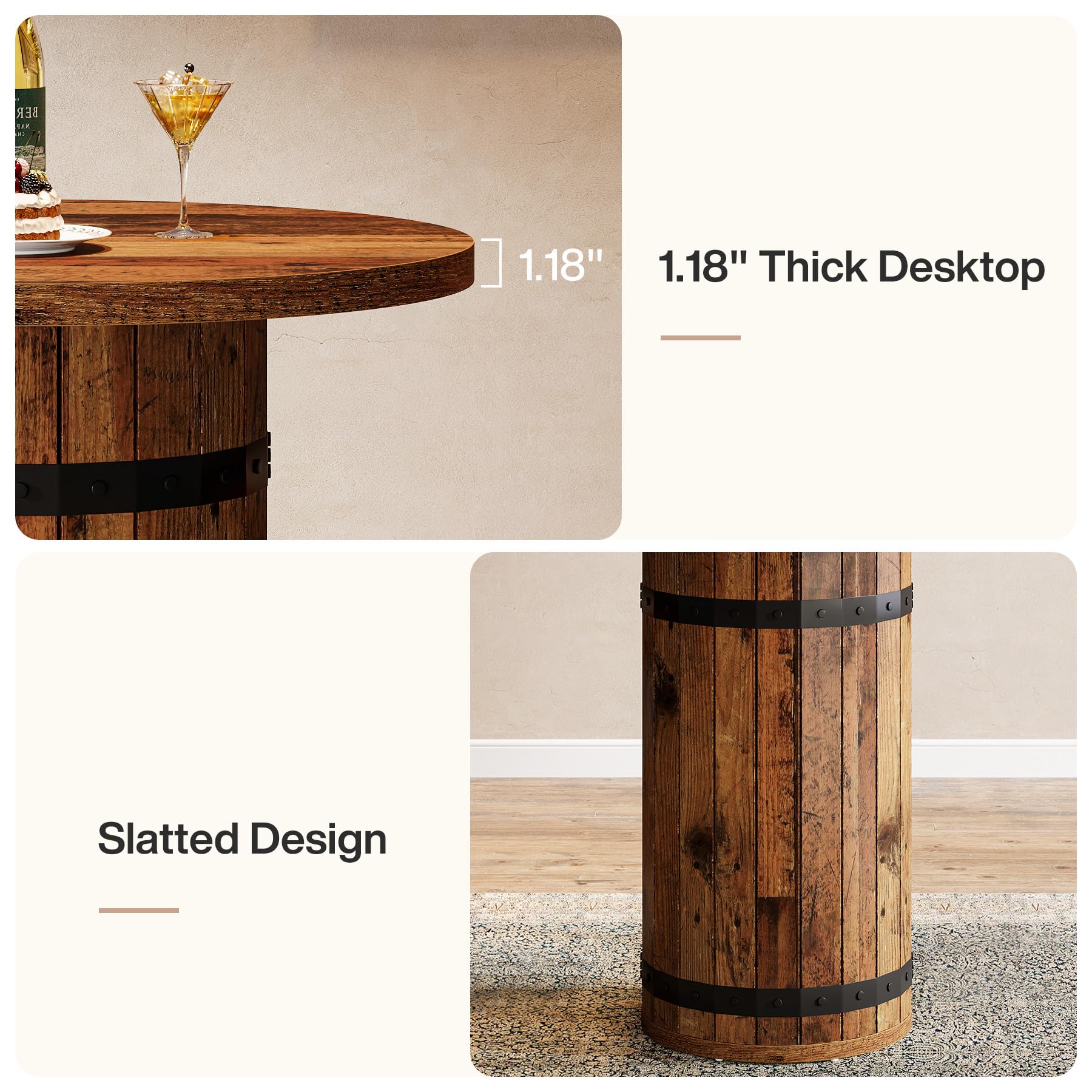 Round Bar Table – Bar Height Bistro Pub Table
