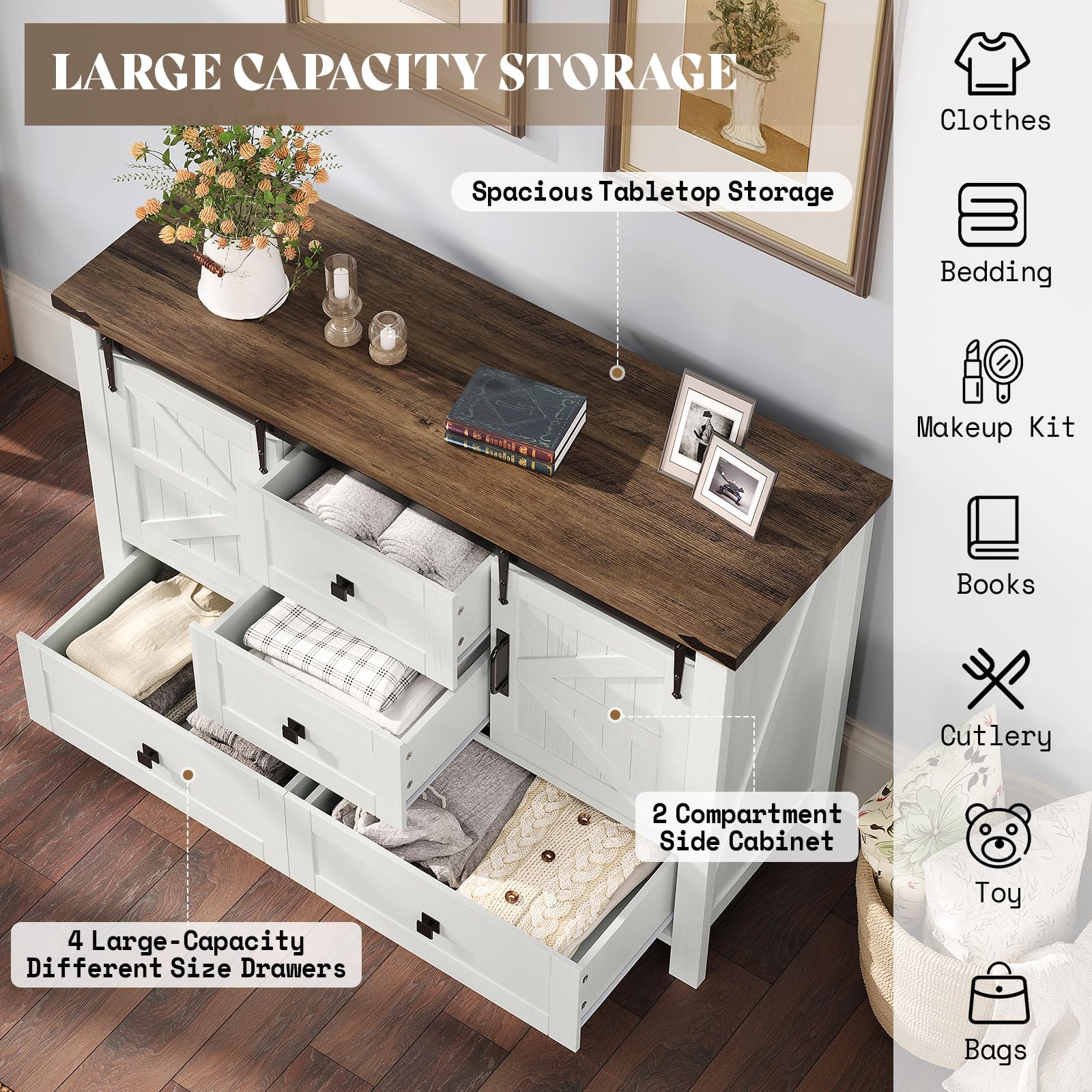 Farmhouse 4-Piece Bedroom Set – Queen, Distressed White