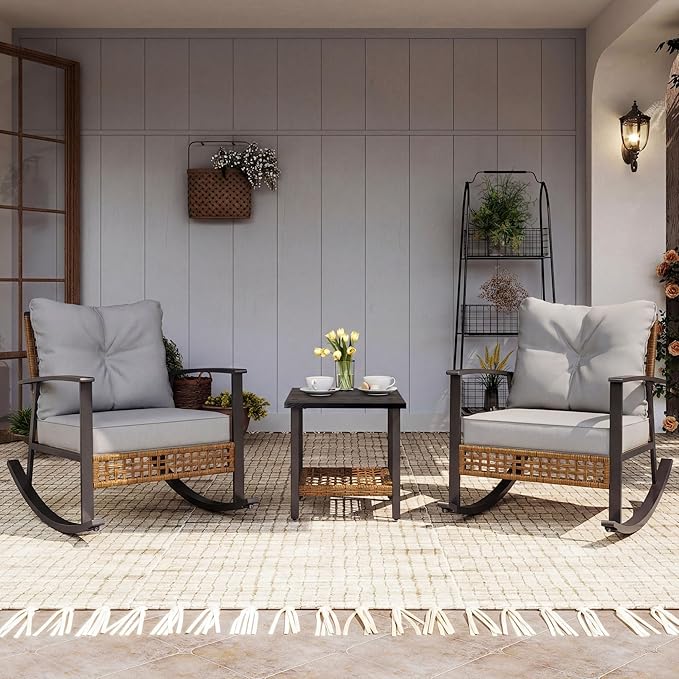 3-Piece Outdoor Rocking Bistro Set