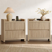 Fluted Nightstand Set with Charging Station