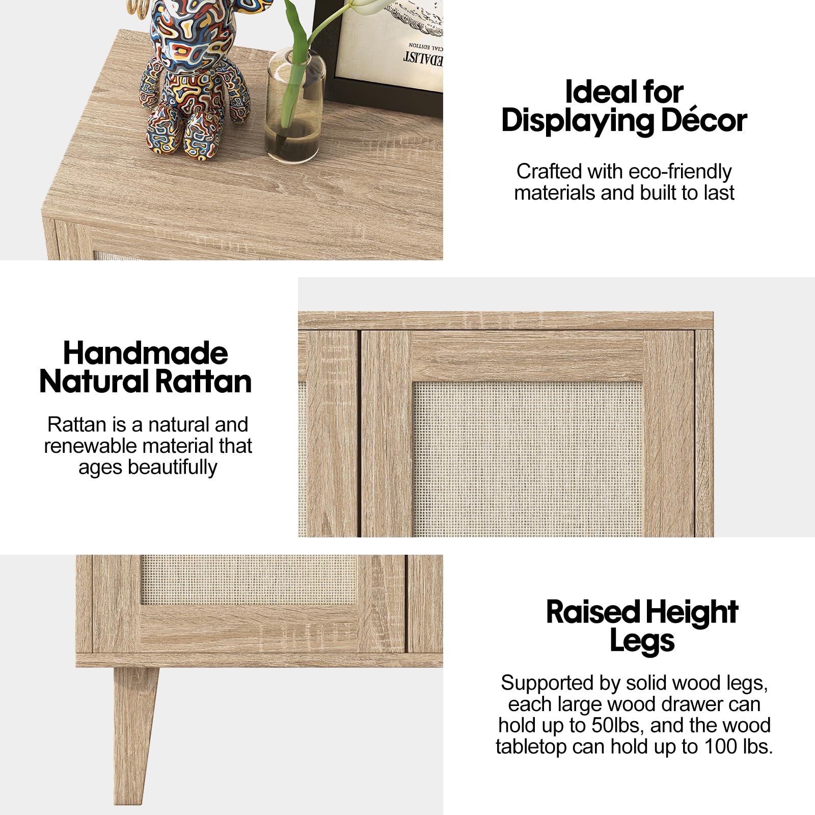Rattan Door Buffet Cabinet Sideboard