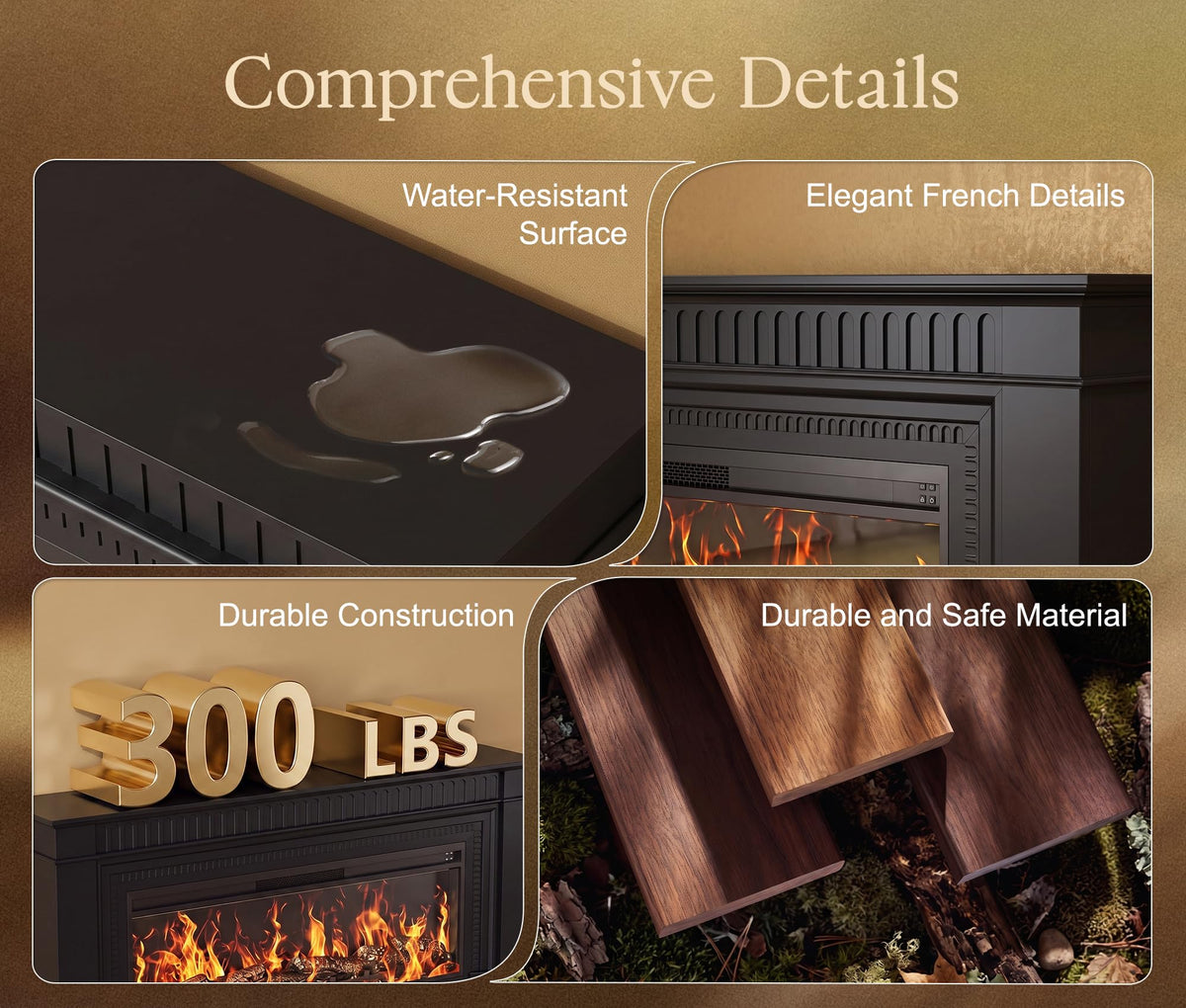 PRAISUN 70'' Fireplace TV Stand with 48'' Electric Fireplace
