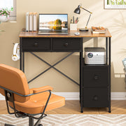 Small Computer Desk with 4 Fabric Drawers