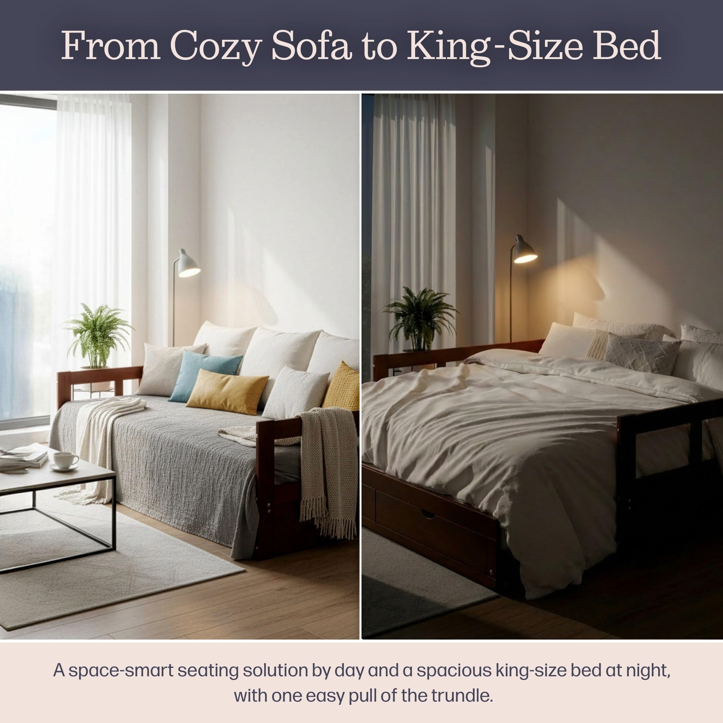 Twin to King Extendable Daybed with Trundle & Storage Drawers