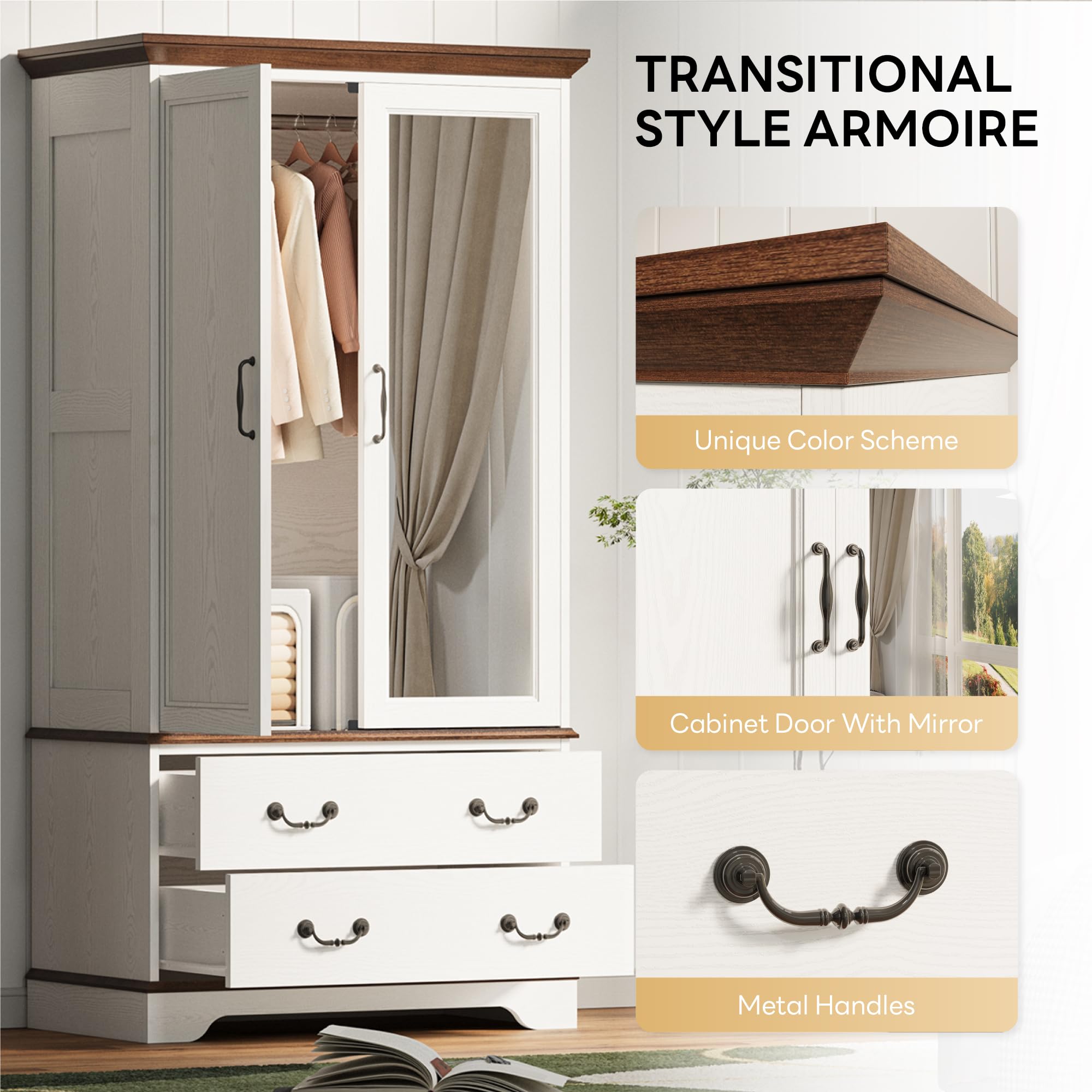 Armoire Wardrobe Closet with Mirror