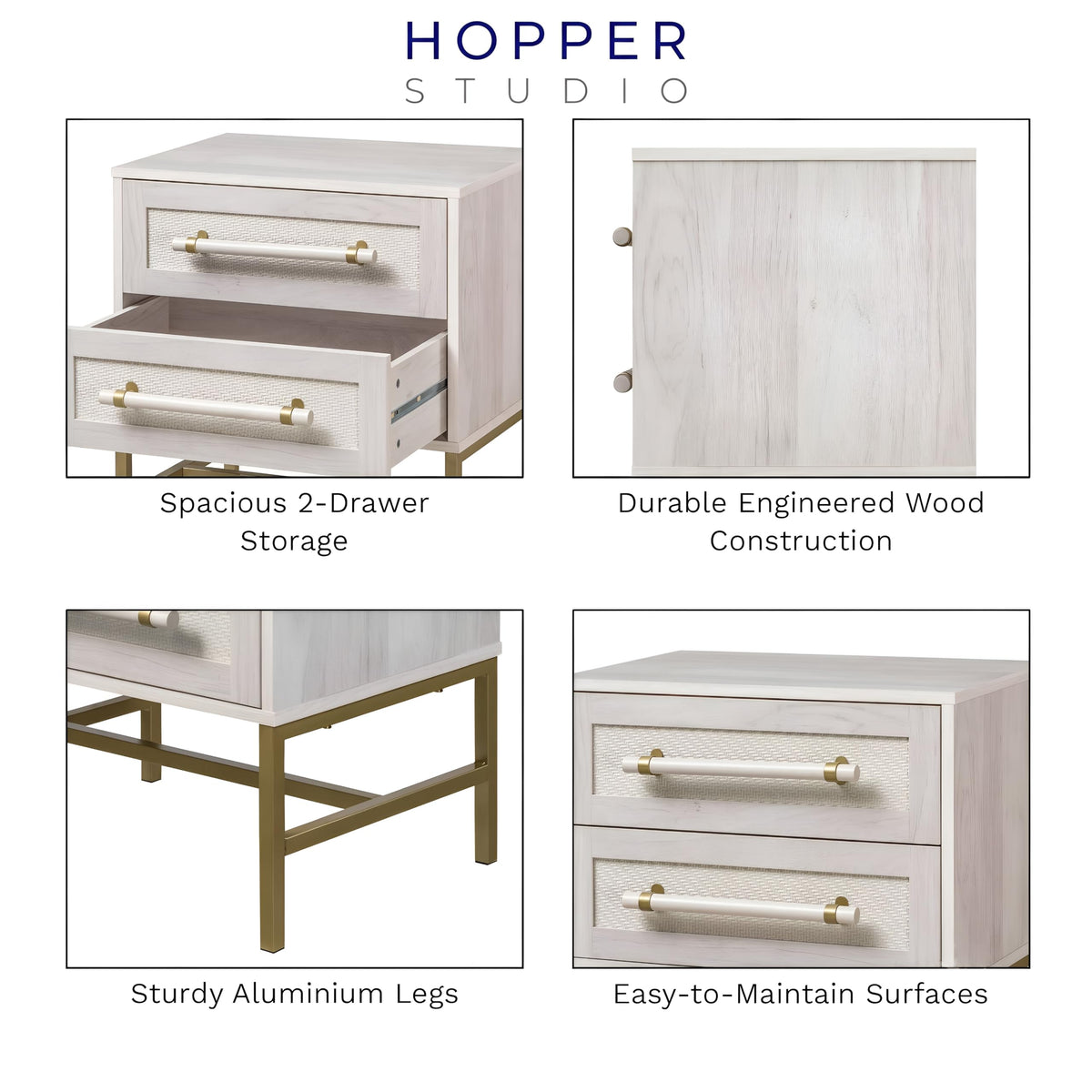 2-Drawer Rattan Nightstand