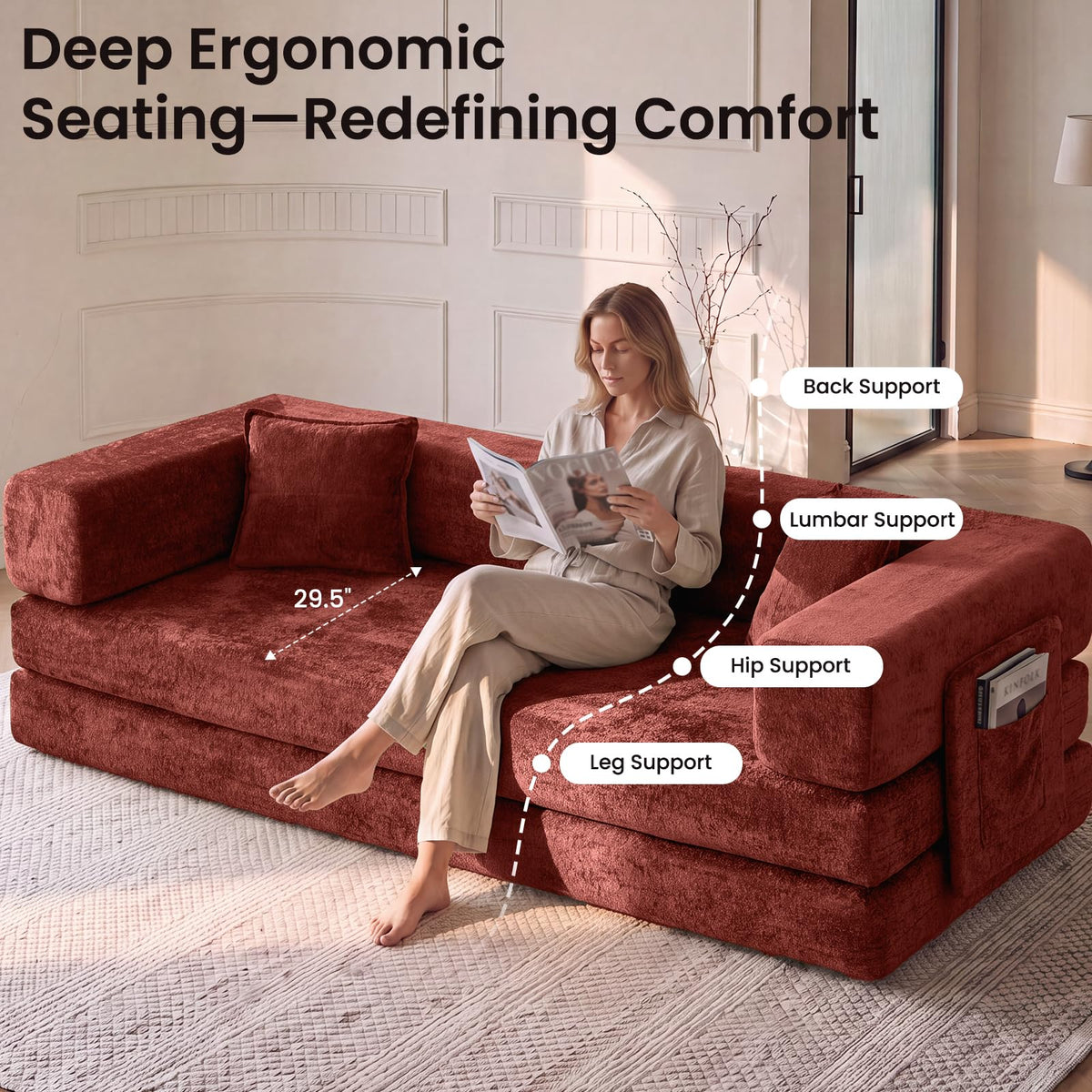 SOULYIZY 79" Convertible Sofa Bed,5‑in‑1 Boneless Couch for Living Room