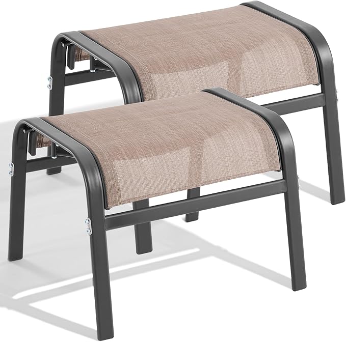 Outdoor Ottoman Set of 2 – Stackable Patio Foot Stool