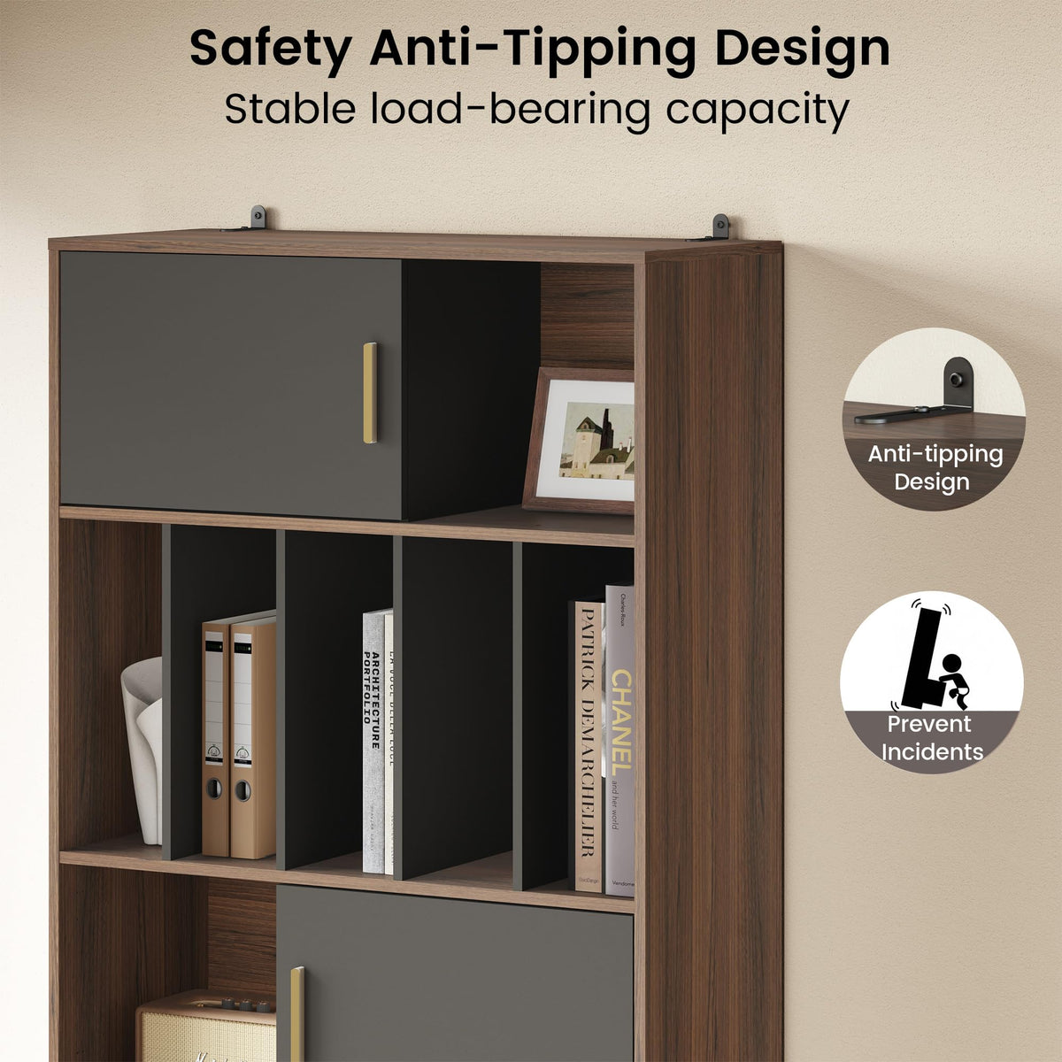 Tall Bookcase with File Drawers