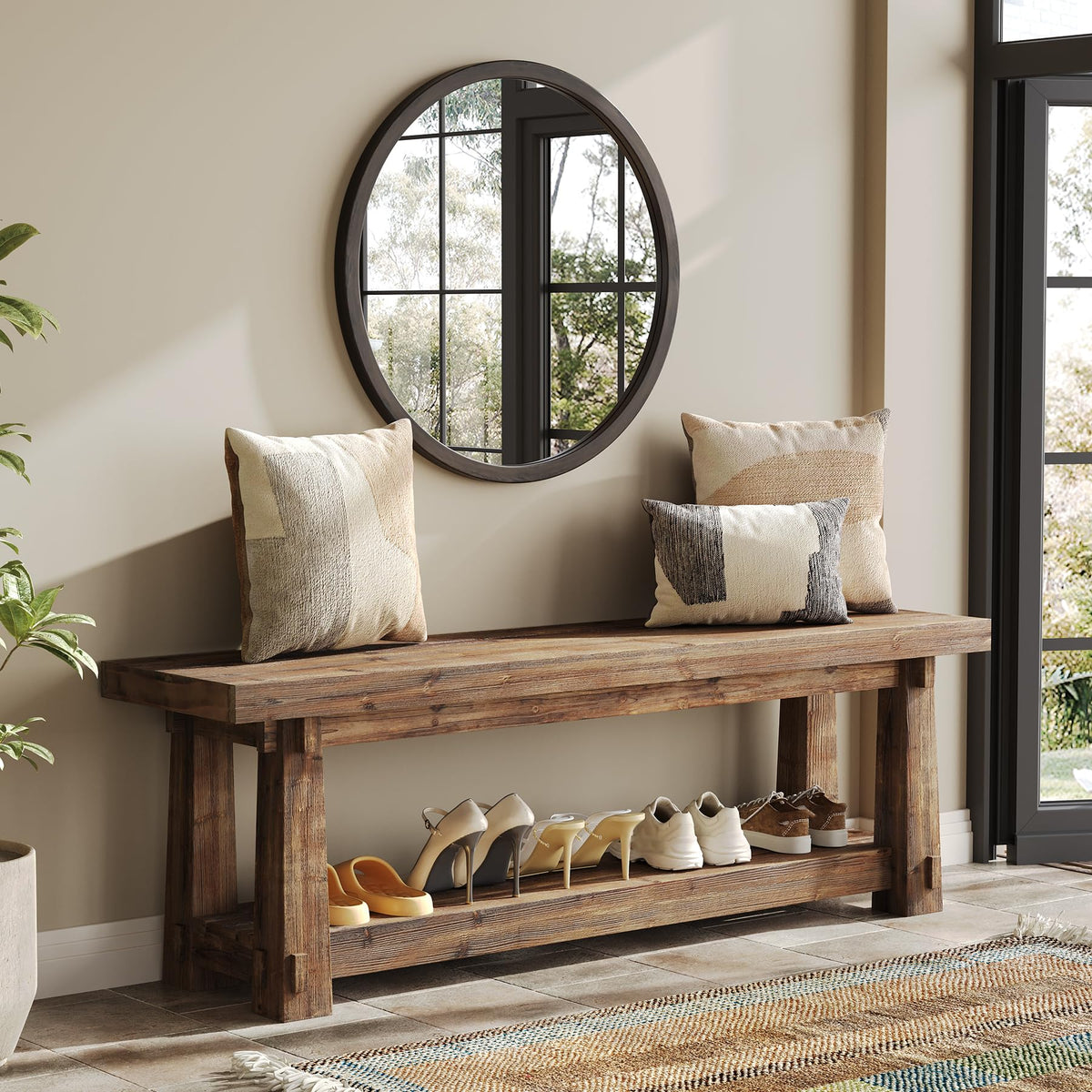Solid Wood Shoe Storage Bench