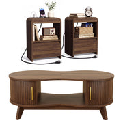 3-Piece Oval Coffee Table Set