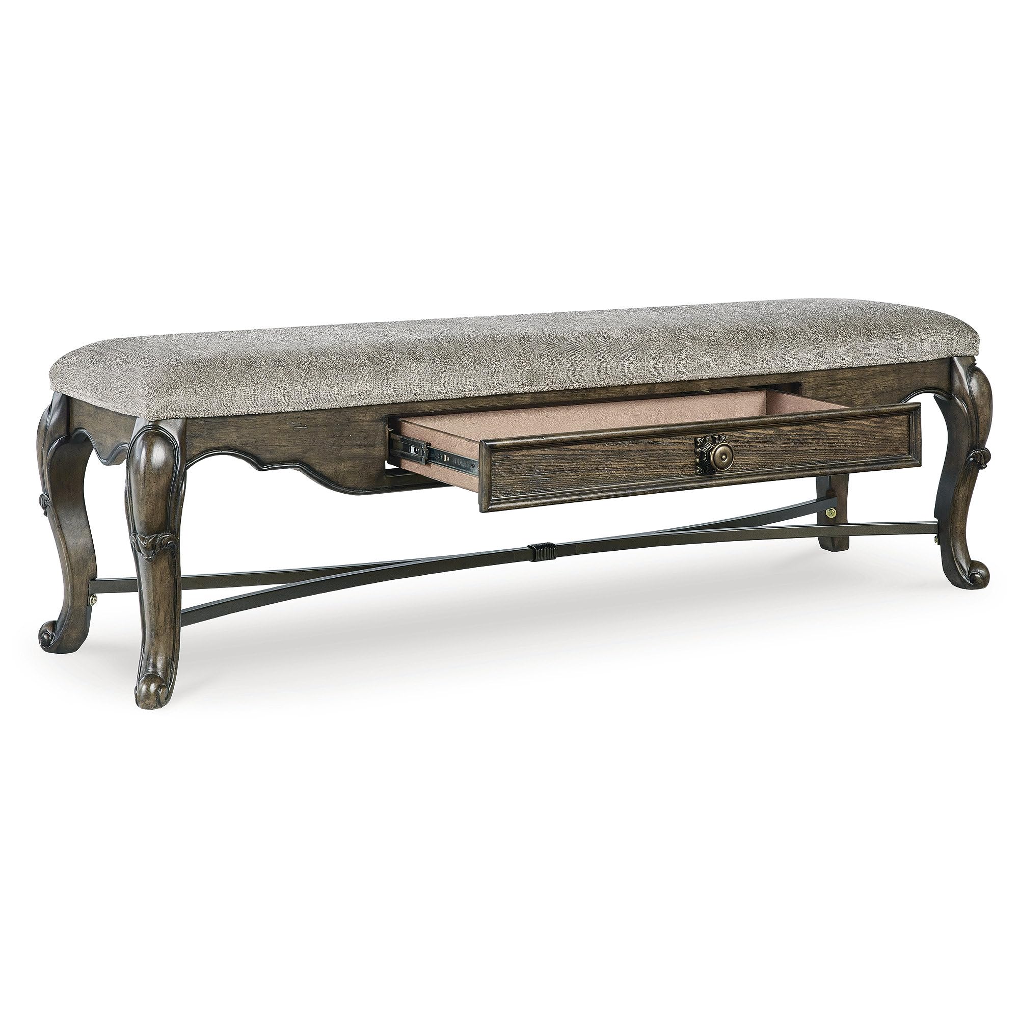 Upholstered Dining Bench with Storage Drawer