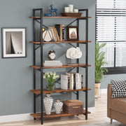 Rustic 5-Tier Industrial Bookcase