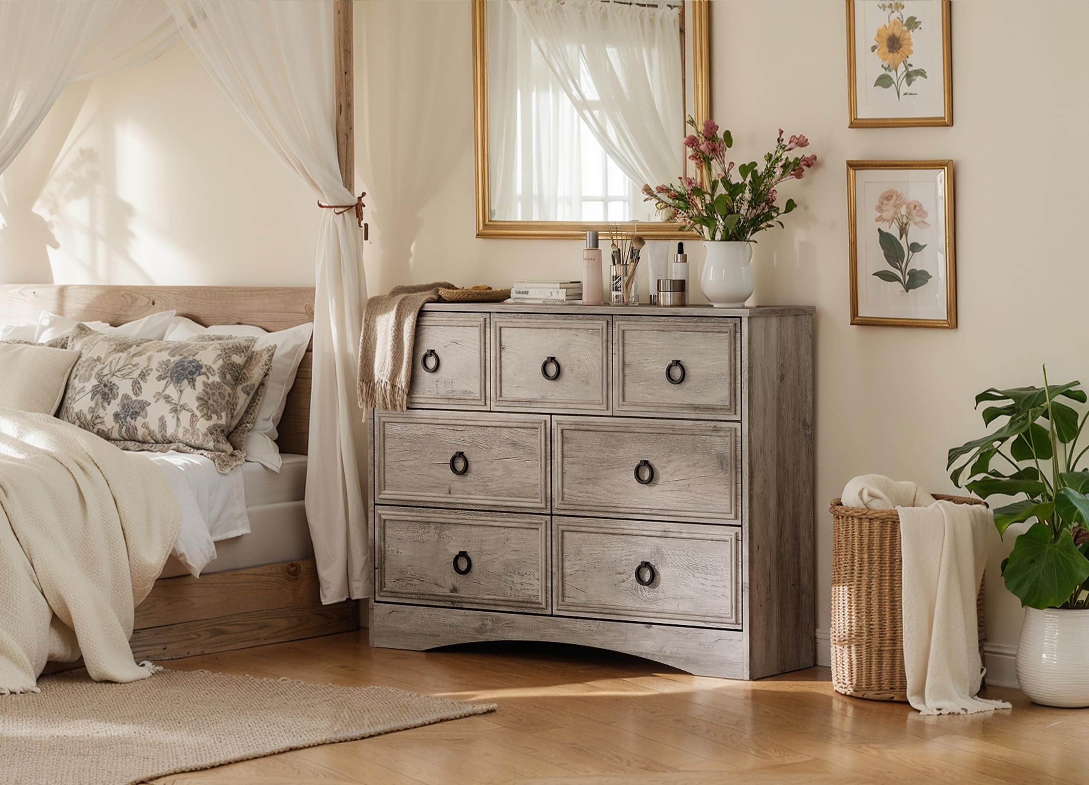 7-Drawer Dresser with Deep Drawers & Textured Borders