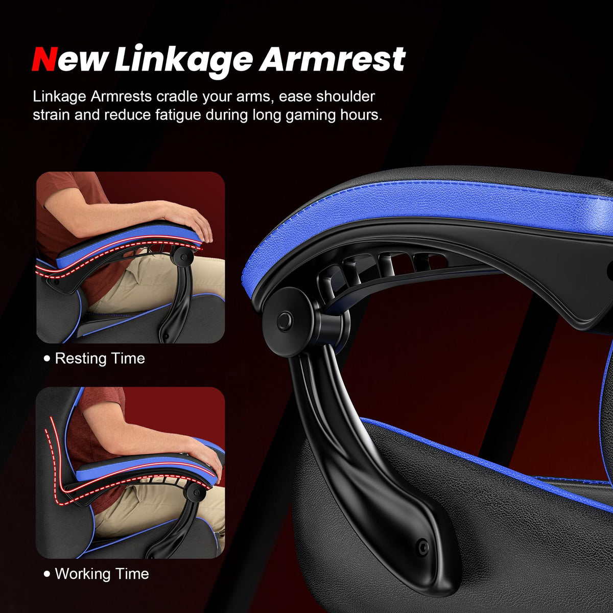 Blue Gaming Chair with Footrest