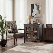 Farmhouse End Table with Glass Barn Door Storage