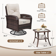 Outdoor Swivel Wicker Glider Patio Chair & Table Set