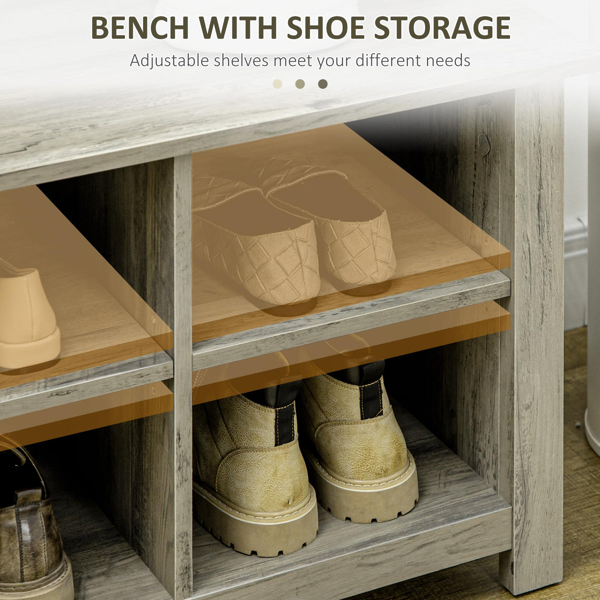 Grey Hall Tree with Shoe Storage Bench