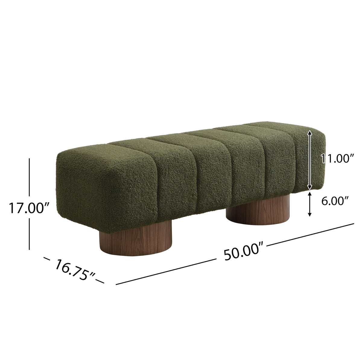 Green Boucle Dining Bench