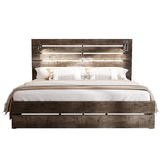 Farmhouse Platform Bed Frame with LED Headboard