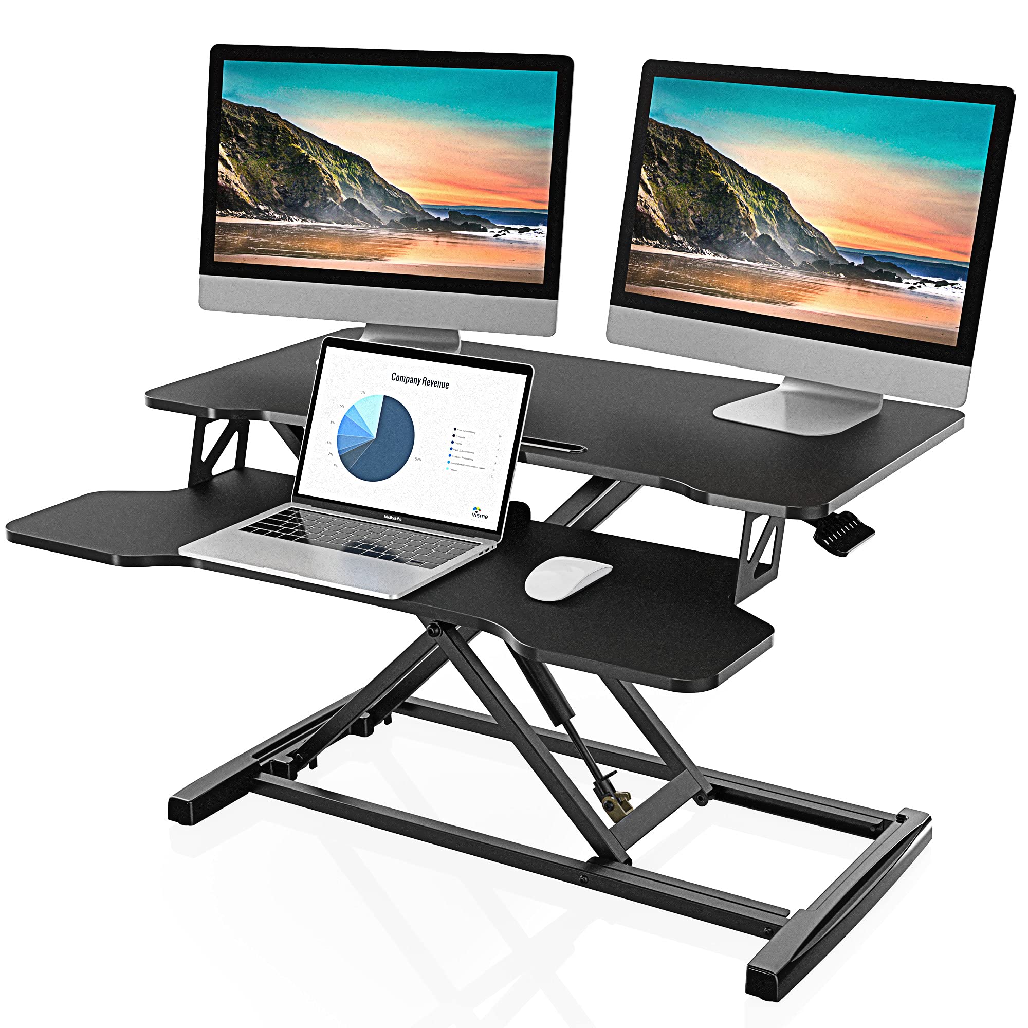 Height Adjustable Standing Desk Converter – Dual Monitor