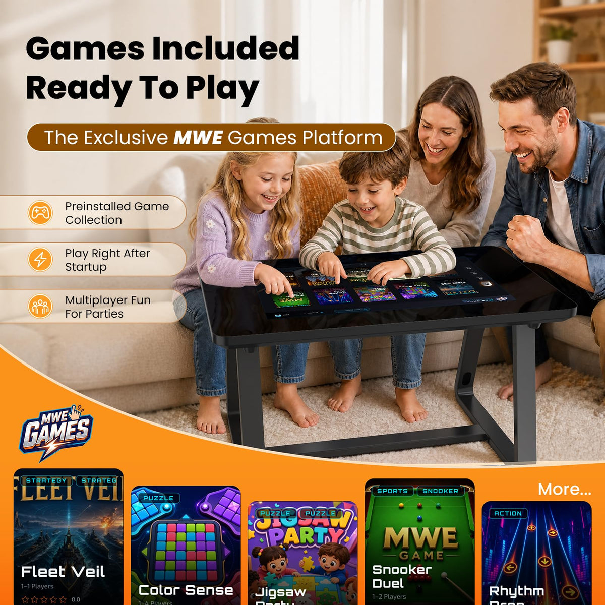 KEVZEZY 32-Inch Game Table, Touchscreen Board Game Table for Entertainment