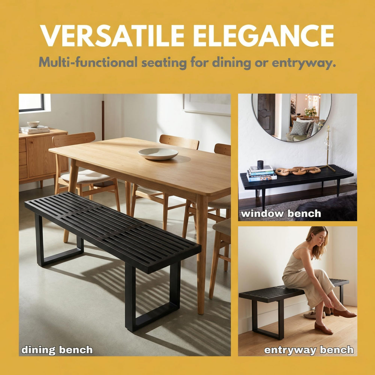 Wood Slat Entryway Bench