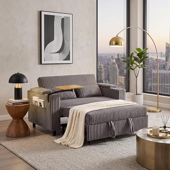 Corduroy Pull-Out Loveseat Sleeper