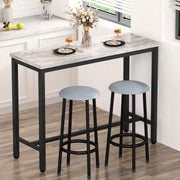 3-Piece Counter Height Bar Table Set with Faux Marble Top & Upholstered Stools